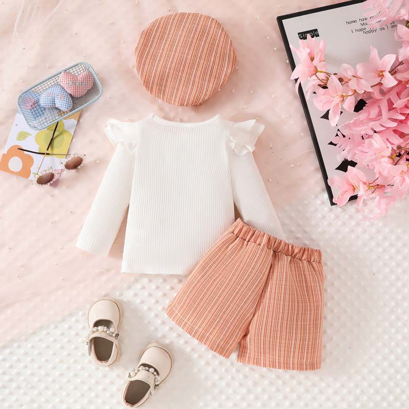 Conjunto 3 pcs, short pollera, básica, boina caramelo 🍁🍂 inv 3001