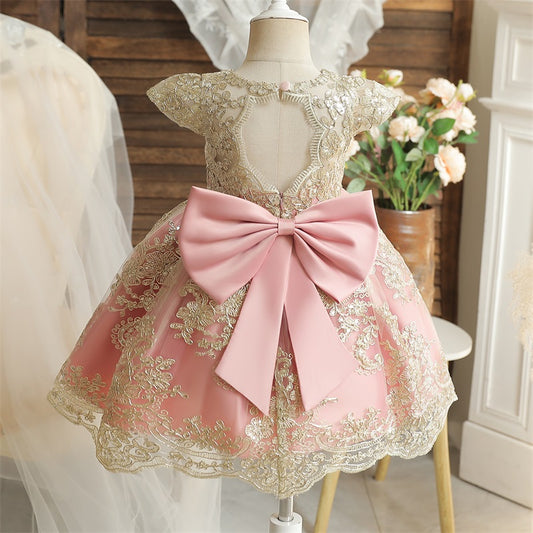 Vestido Rosa con Dorado Elegante