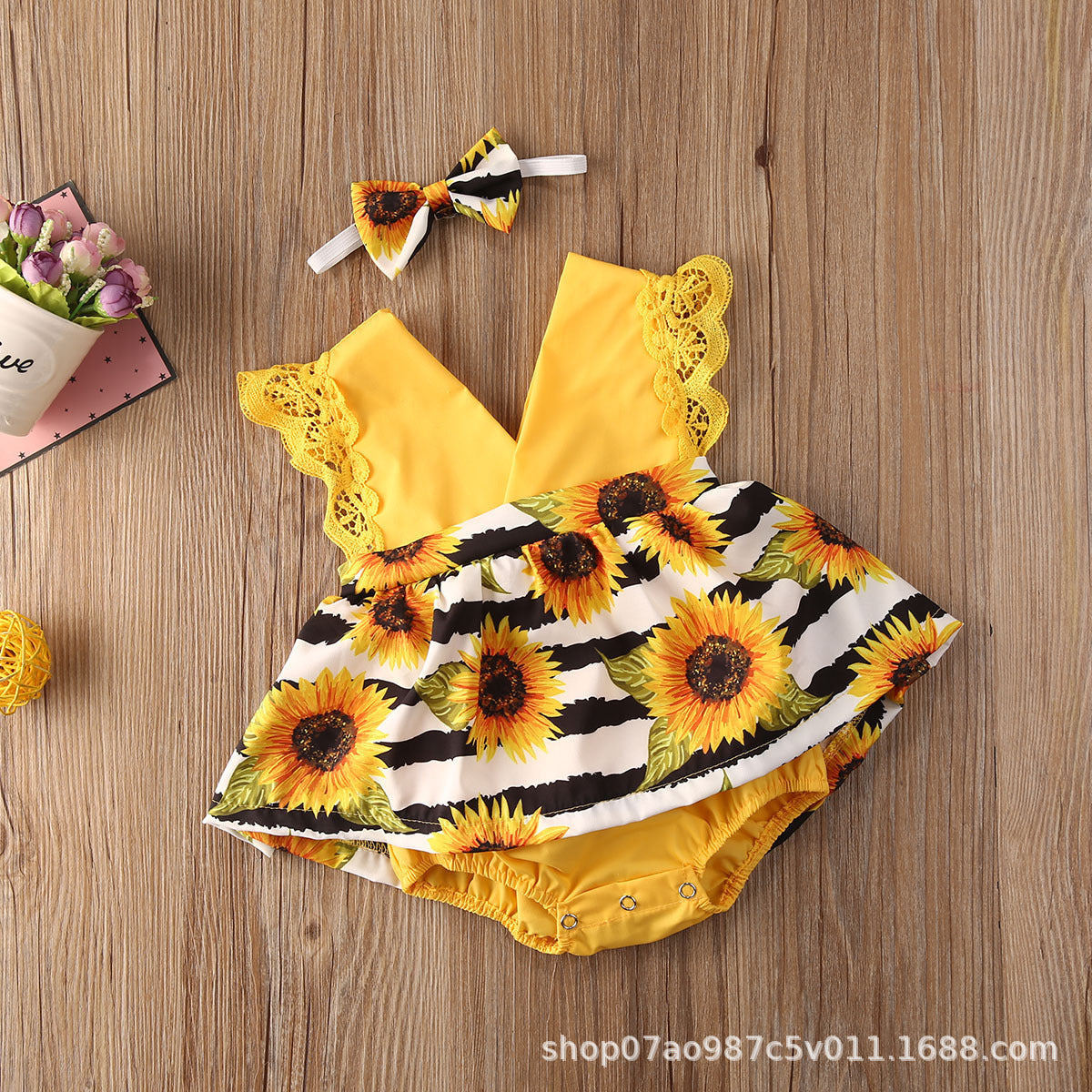 Vestibody más vincha, amarillo, girasoles 🌻 1727
