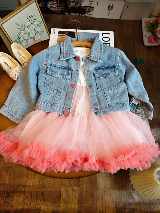 Conjunto, Camperita de jeans más vestido