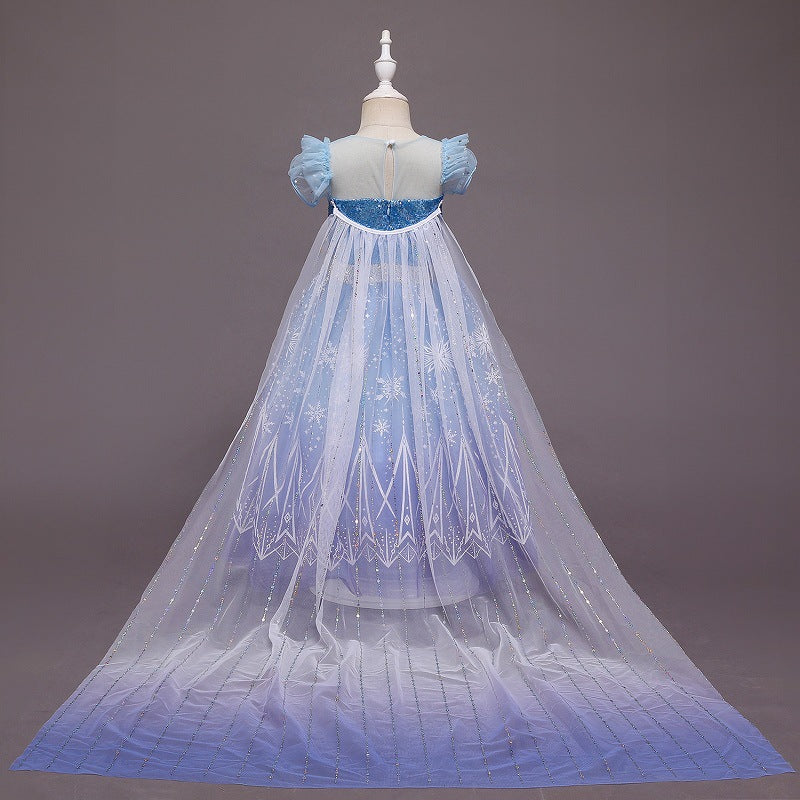 Vestido Celeste Frozen Elegante