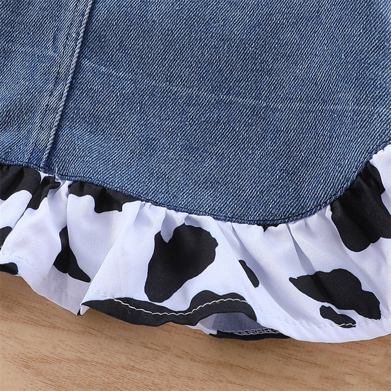 Conjunto jardinera jeans más camisita, granja, vaca lola🐮 1166