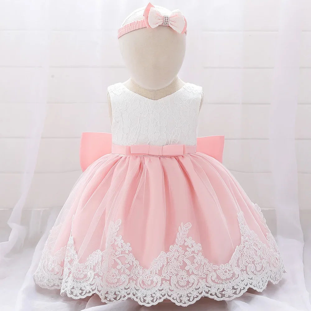 Vestido Rosa con Blanco