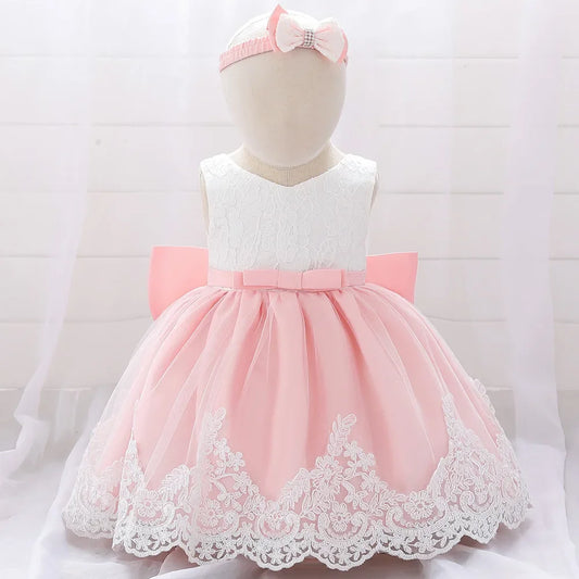 Vestido Rosa con Blanco