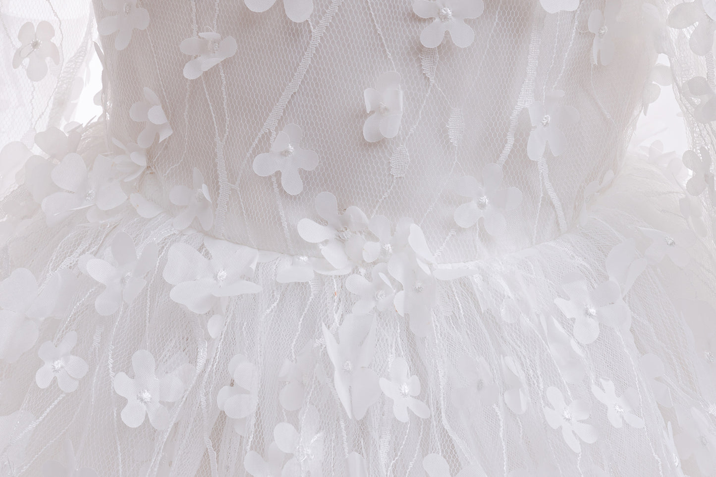 Vestido Blanco, florecitas, manguitas, Bautismo, Cortejo 2075