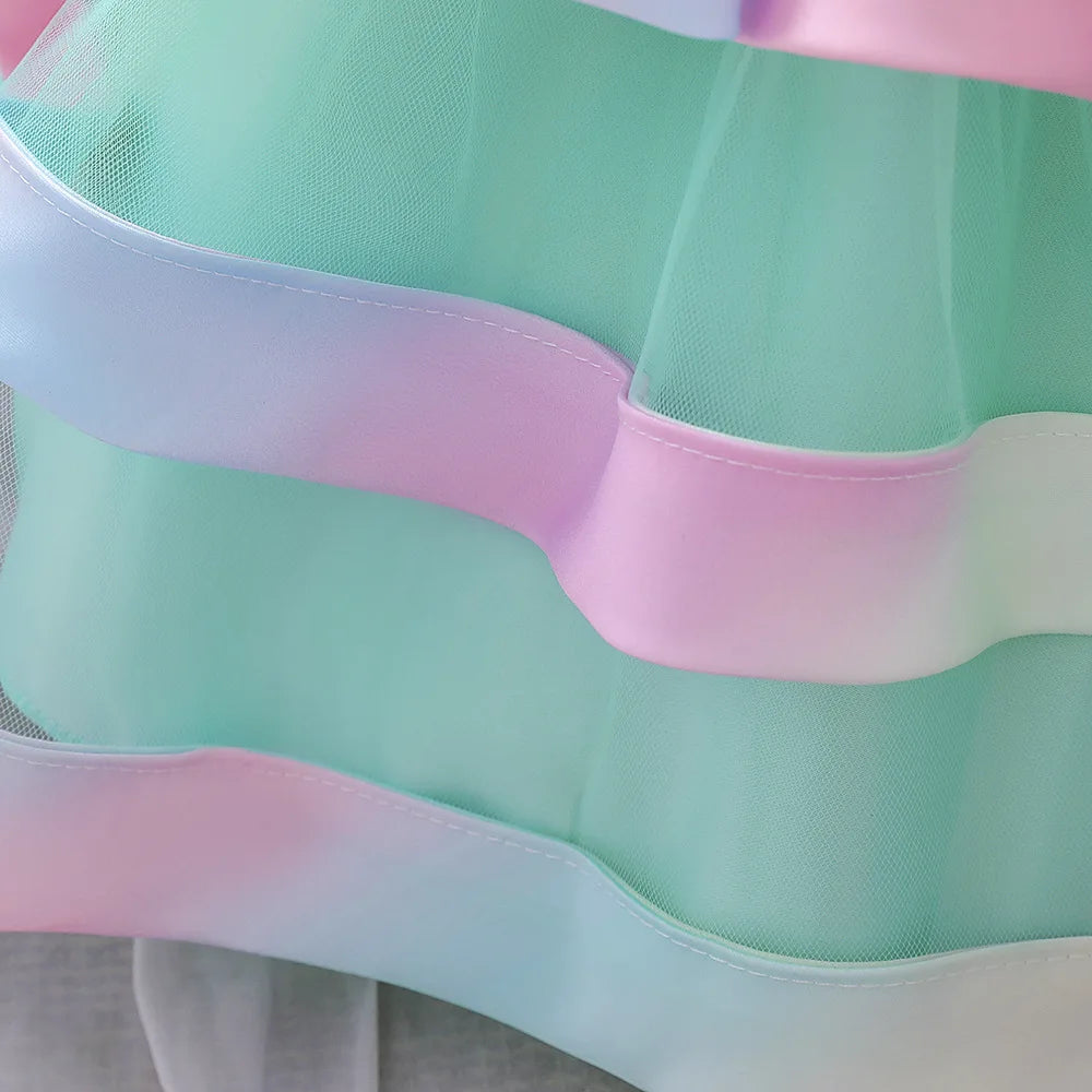 Promo‼️Vestido Verde Agua, Arcoíris, sirena