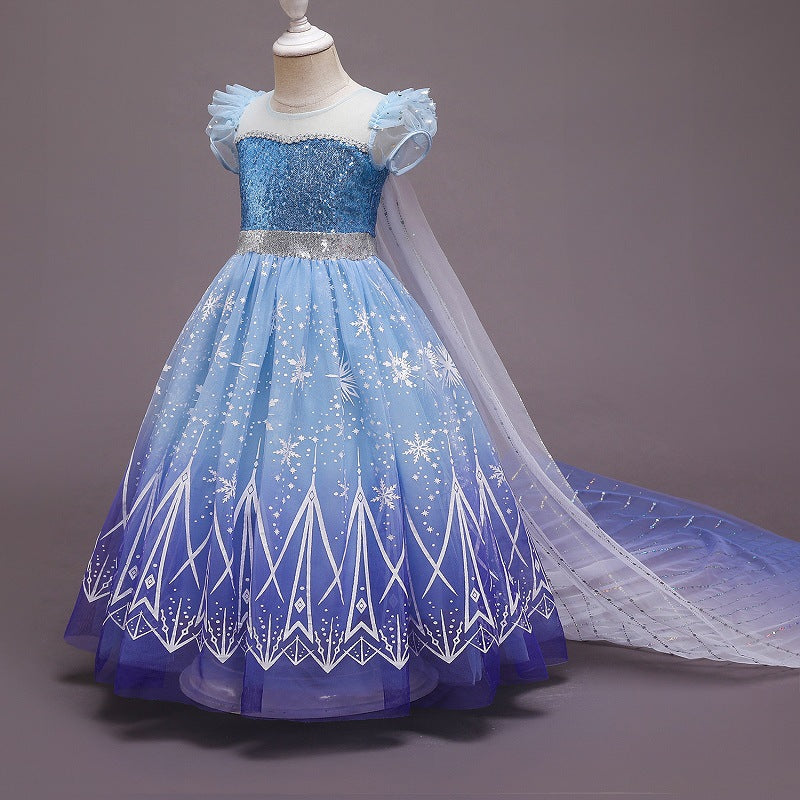Vestido Celeste Frozen Elegante