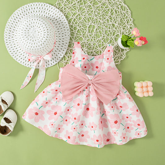 Vestido más sombrerito, rosa, flores🌸👒 1208