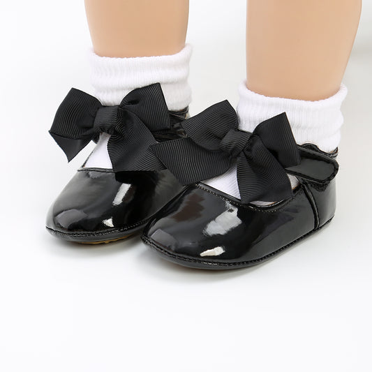 Zapatitos, calzado, negro, charol, moño