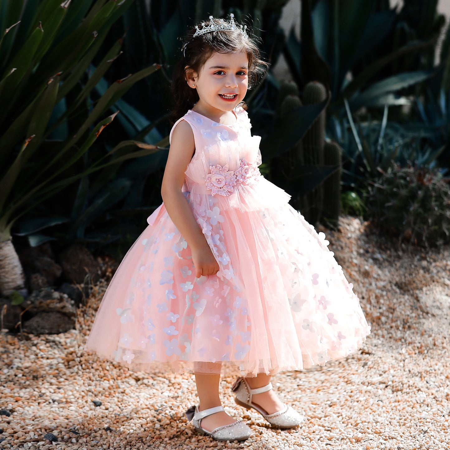 Vestido rosa, Flores, bosque encantado 2052R