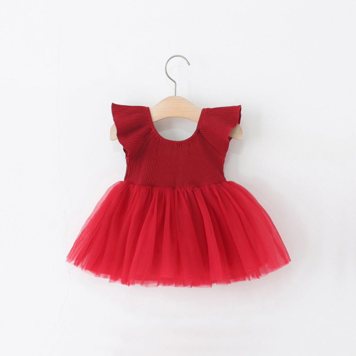 Vestido rojo oscuro con detalle de flores 3D ❤️🎅1506