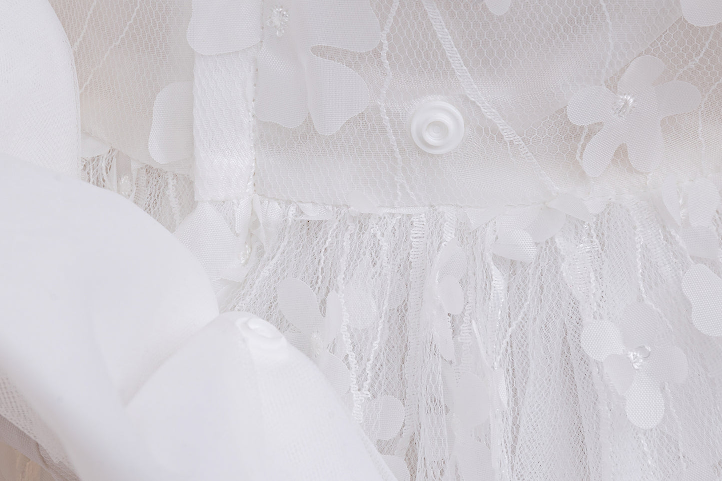 Vestido Blanco, florecitas, manguitas, Bautismo, Cortejo 2075