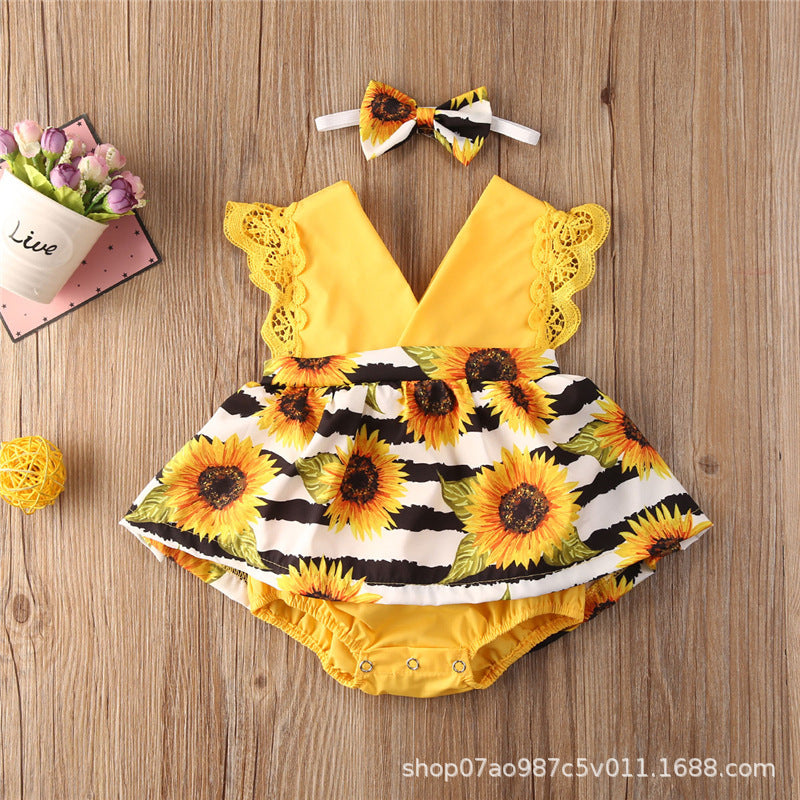 Vestibody más vincha, amarillo, girasoles 🌻 1727