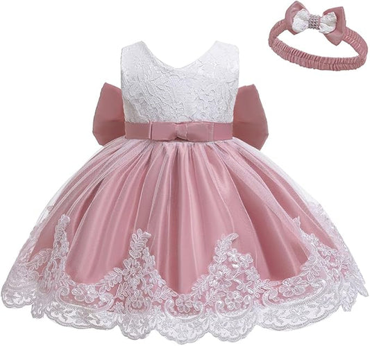 Vestido Rosa Vieja con Blanco
