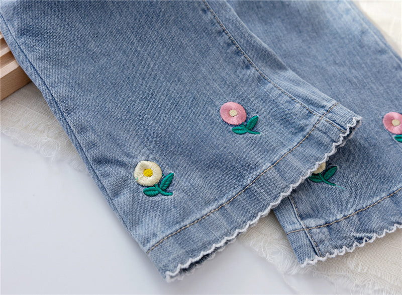 Jeans, pantalón, vaquero con florecitas 2082