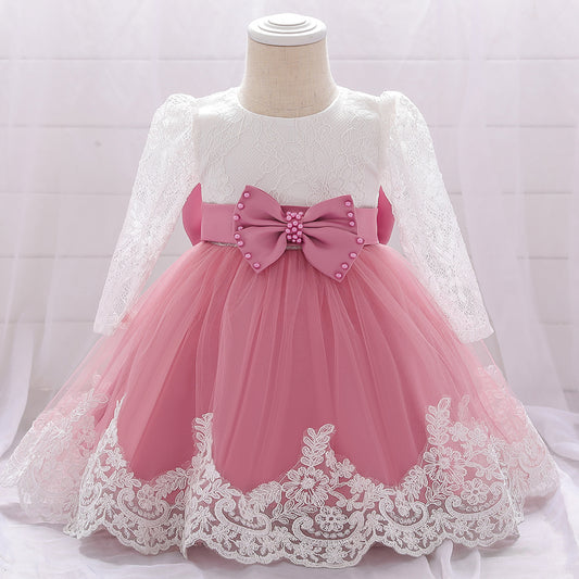 Vestido Rosa Vieja Mangas largas