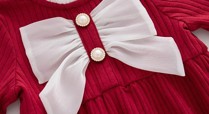Body rojo con moño beige 🎀✨ 3361
