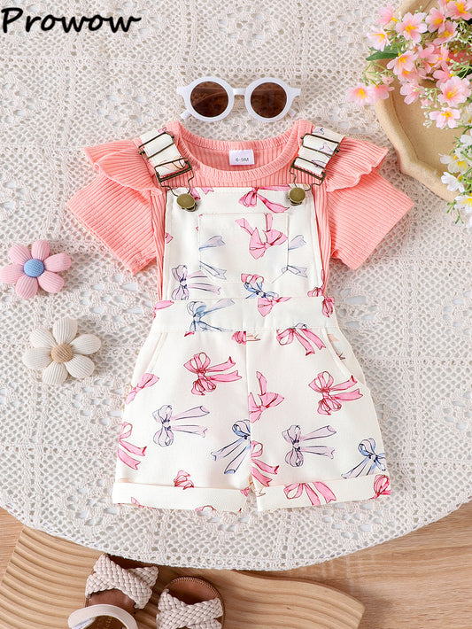 Conjunto body rosa más jardinerita con detalles de moños, jardinera 🎀 3335