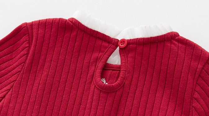 Body rojo con moño beige 🎀✨ 3361