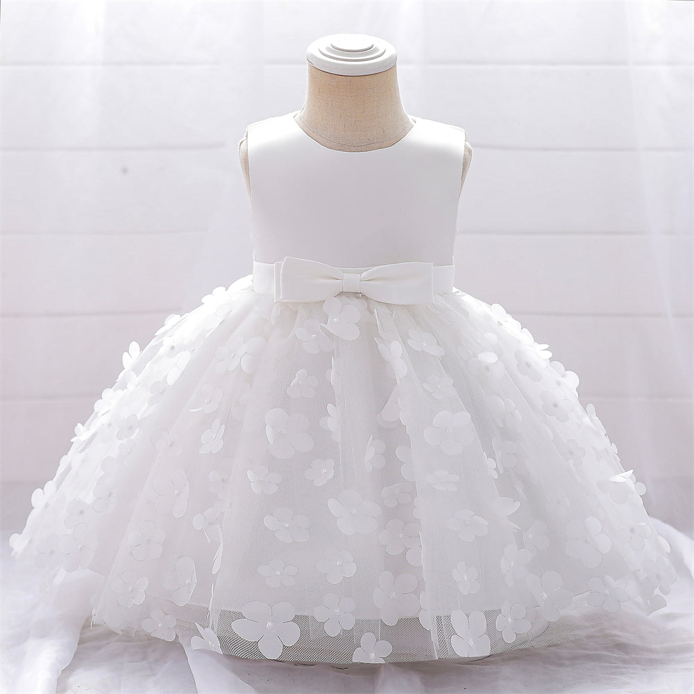 Vestido blanco floral, bautismo, cortejo 🤍✨ 2025B