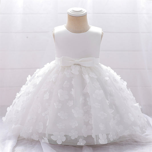 Vestido blanco floral, bautismo, cortejo 🤍✨ 2025B