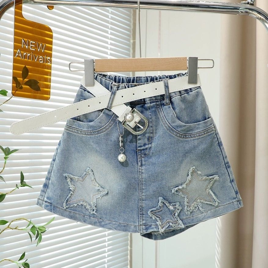 Short pollera de jeans, estrellas ⭐️ 💙 3634