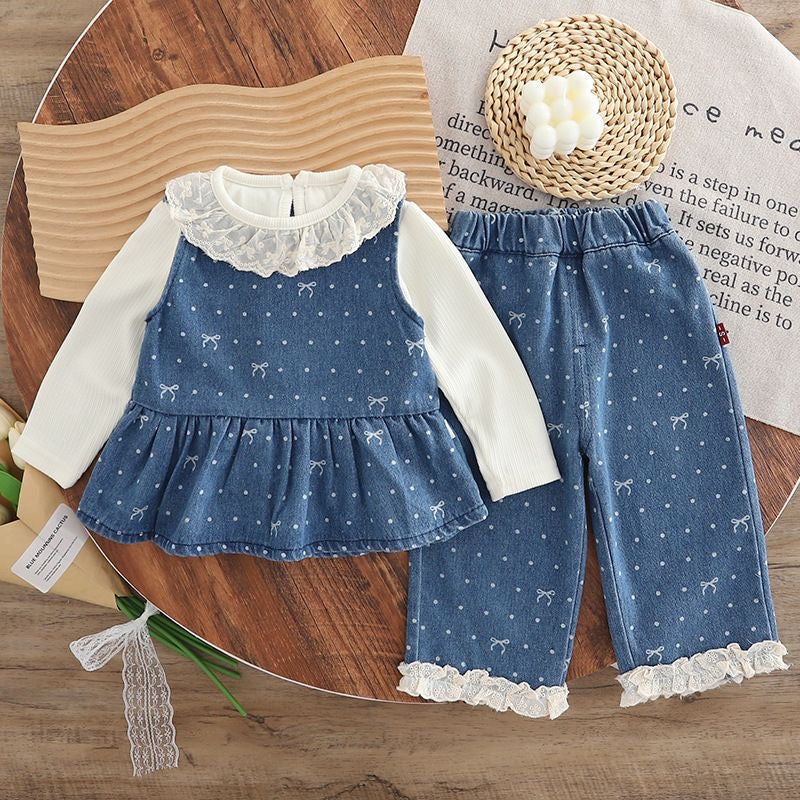 Conjunto 3 piezas, Jean, básica beige claro💙2638