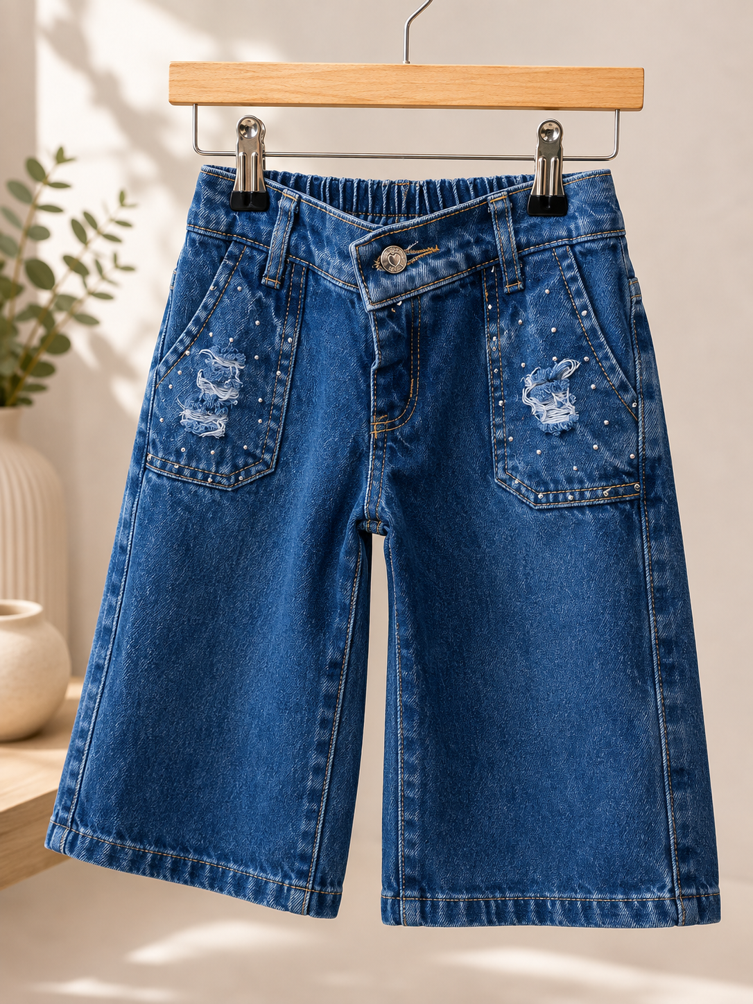 Pantalón de jeans ancho con brillos ✨ 💙 3567