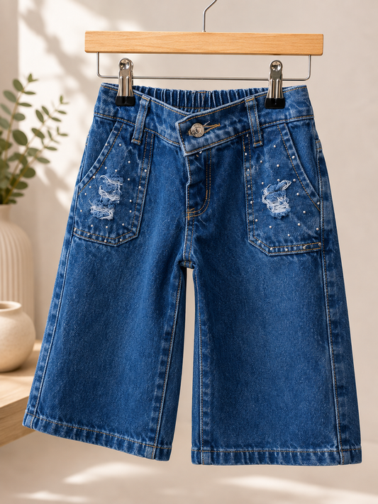 Pantalón de jeans ancho con brillos ✨ 💙 3567