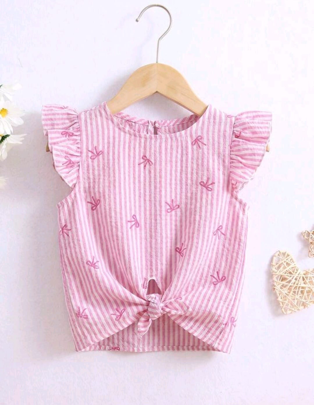 Blusa rosa a rayas con moños, moñitos 🩷🎀 3576