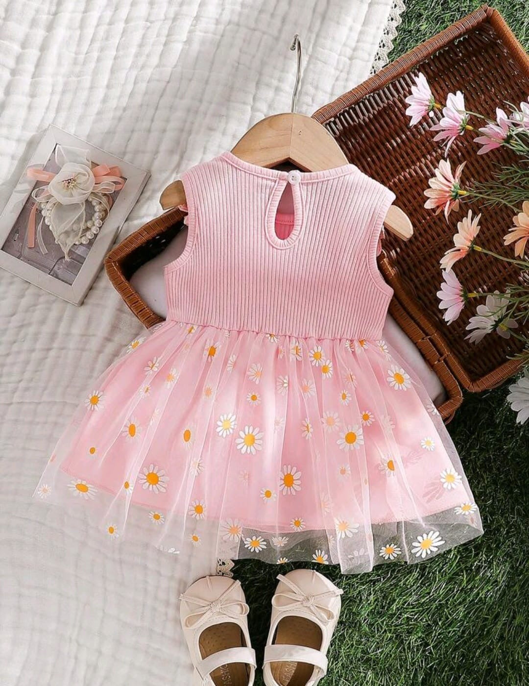 Vestido, Rosa con margaritas, primavera, pre cumple 🌸🌼3369