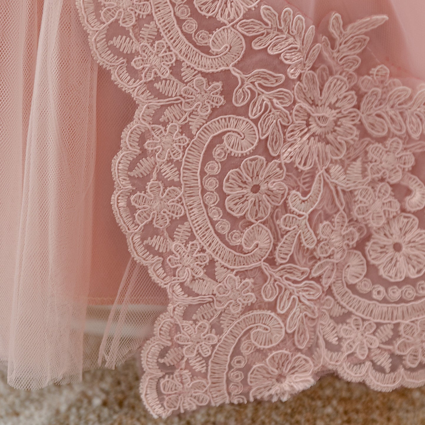 Vestido Rosa Vieja, manga princesa, detalles bordados 2048RV