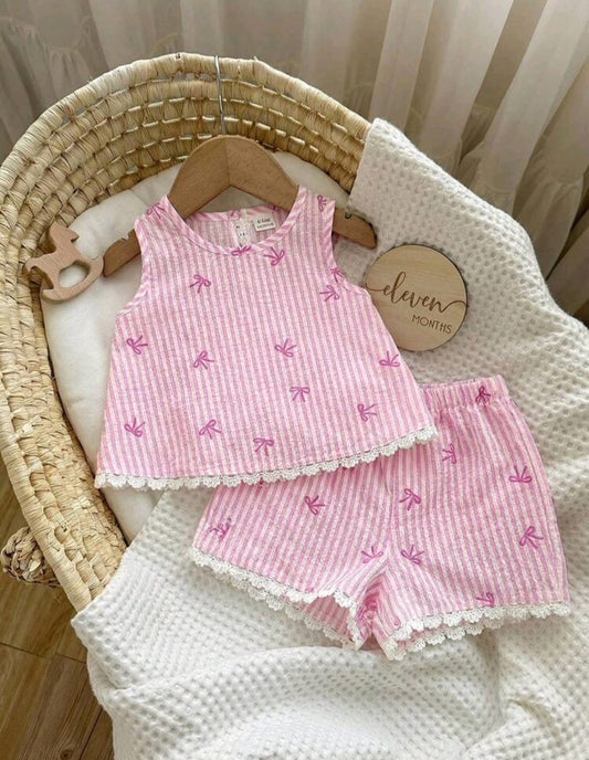 Conjunto 2 piezas, rosa, moños🎀💗3390