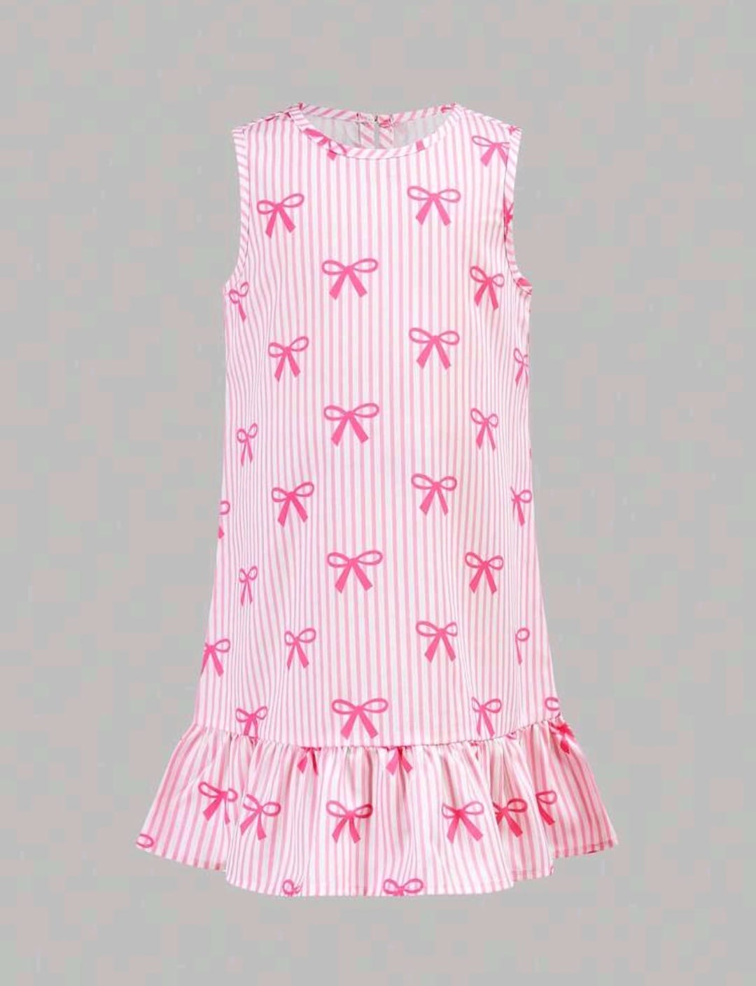 Vestido fresco rosa a rayas con moños, moñitos 🎀 3573