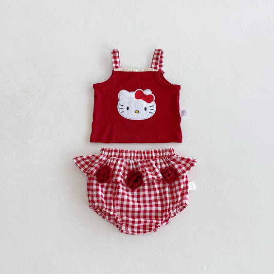 Conjunto blusa más short rojo, hello kitty ❤️ 3618