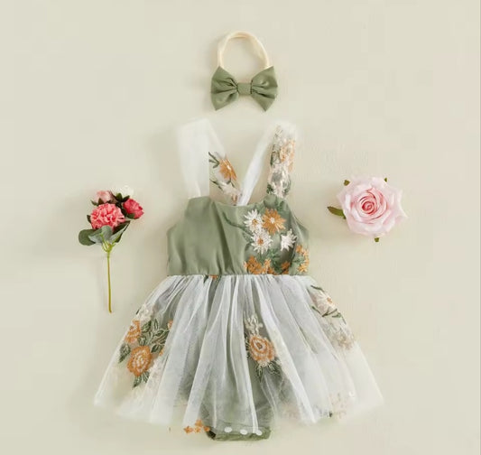Vestibody verde ajustable, encaje, flores 💚🌸 3581