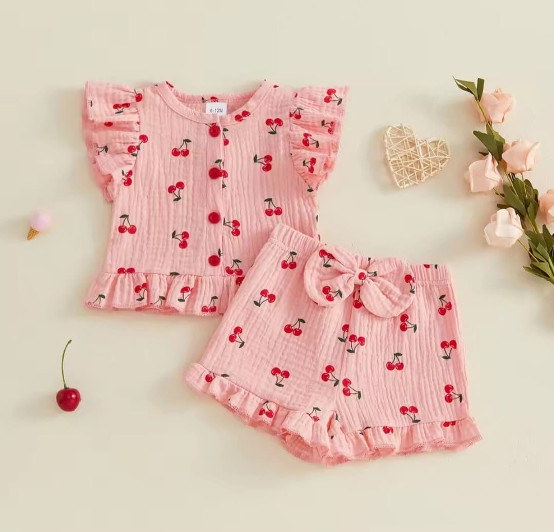 Conjunto 2 piezas, Casual, Rosa, Cereza🍒🩷3379