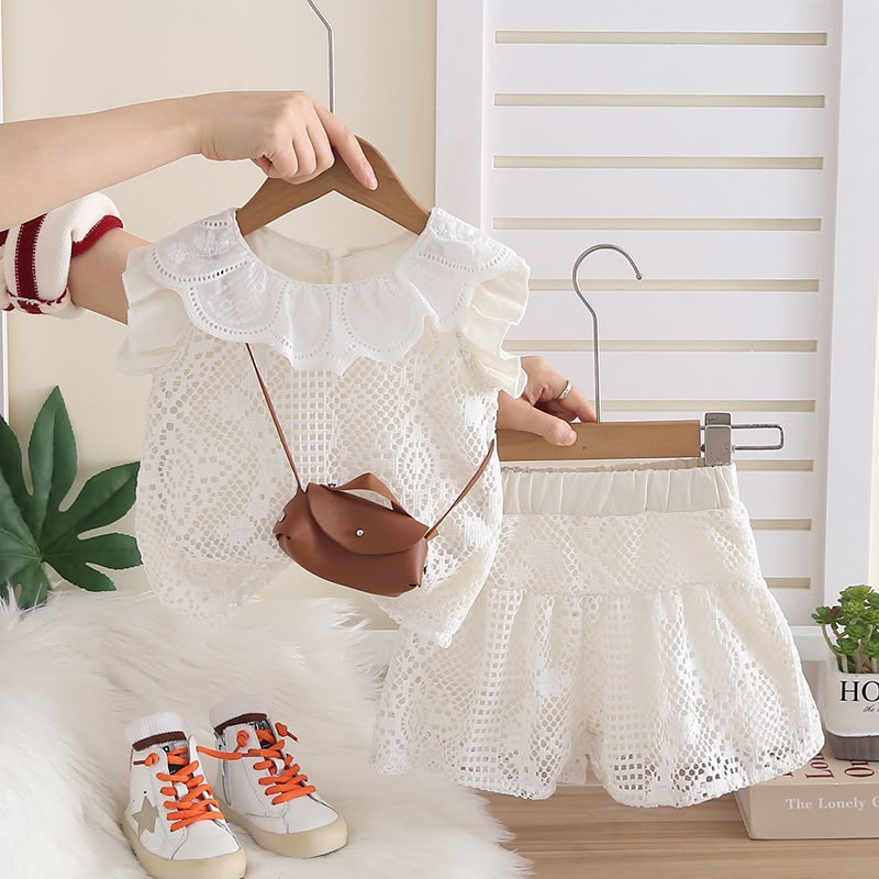 Conjunto blusa más short beige bordado 🧸 3656