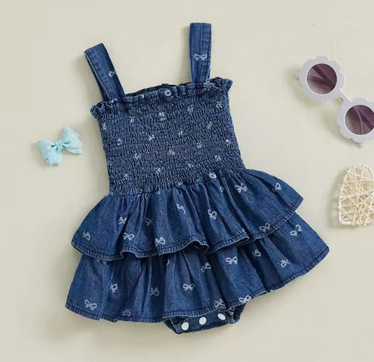 Vestibody, Vestido, azul marino, moñitos💙🤍3380