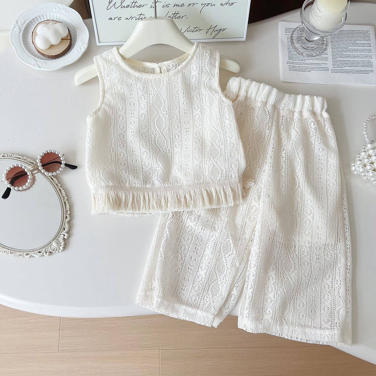 Conjunto blusa más pantalón beige bordado 🤎 3650