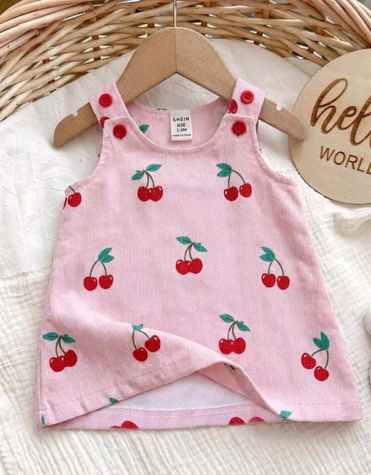 Vestido rosa con detalles de cereza 🩷🍒 3571