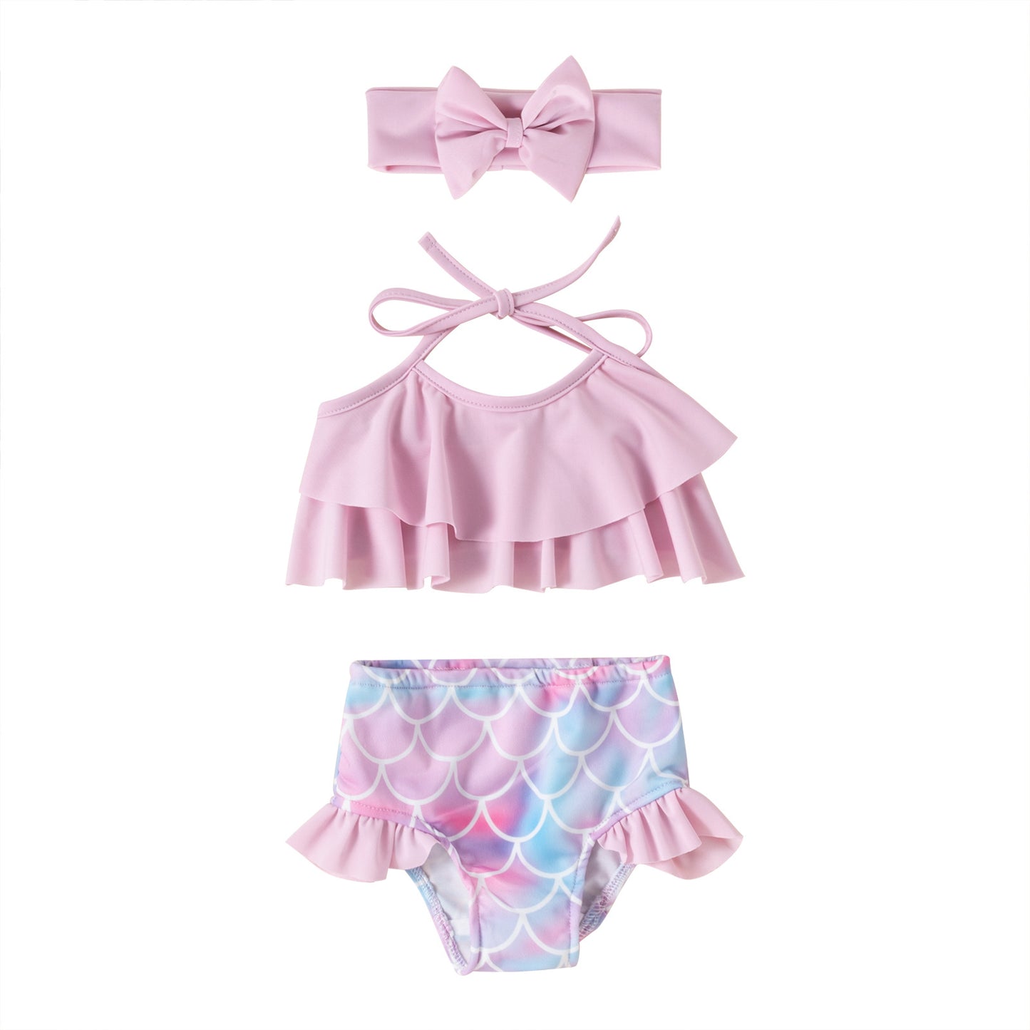 Traje de baño☀️ conjunto blusa, short, vincha, sirena🏖️1255