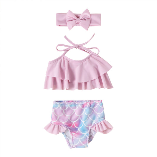 Traje de baño☀️ conjunto blusa, short, vincha, sirena🏖️1255