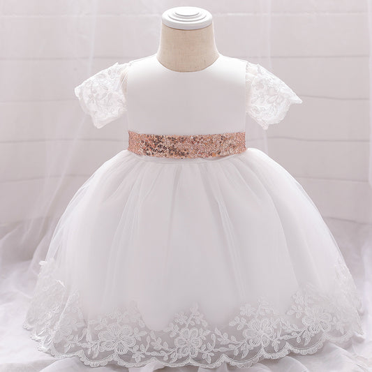 Vestido Blanco, con mangas, detalle dorado🤍✨ 1278