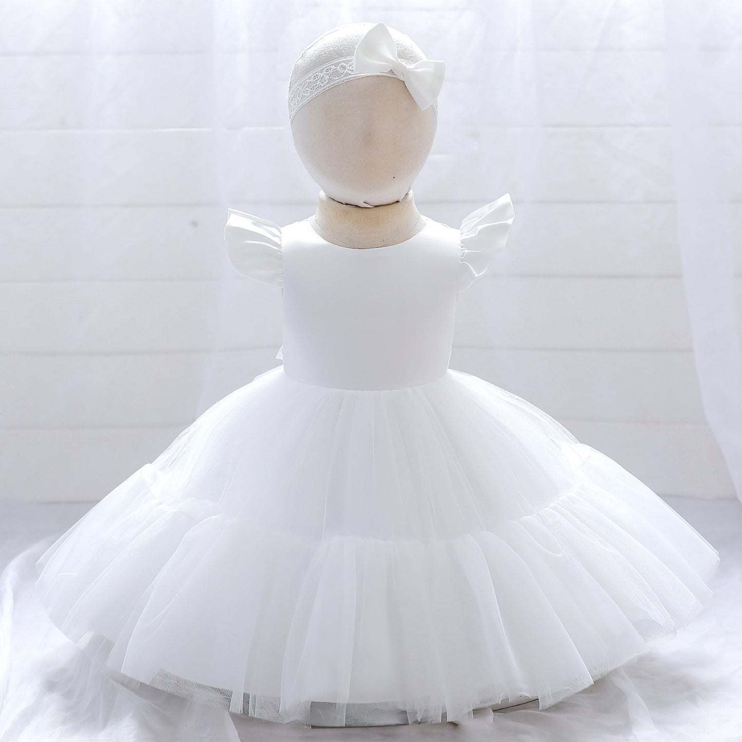 Vestido Blanco Elegante más vincha 😇🤍1748