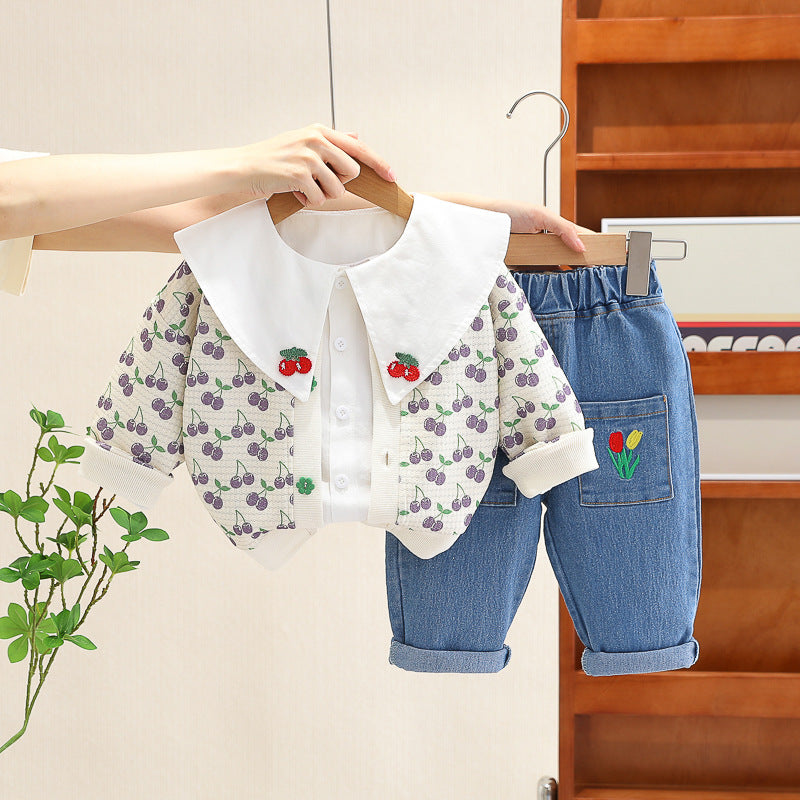Conjunto 3 piezas, jeans, camisa, Camperita