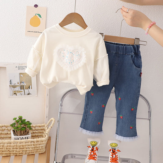 Conjunto 2pcs, jeans, suéter