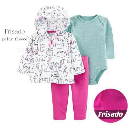 Conjunto 3 piezas frizado, carter's, Camperita, body y Pantalón