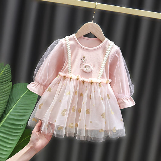Vestido mangas largas rosa🎀 1074