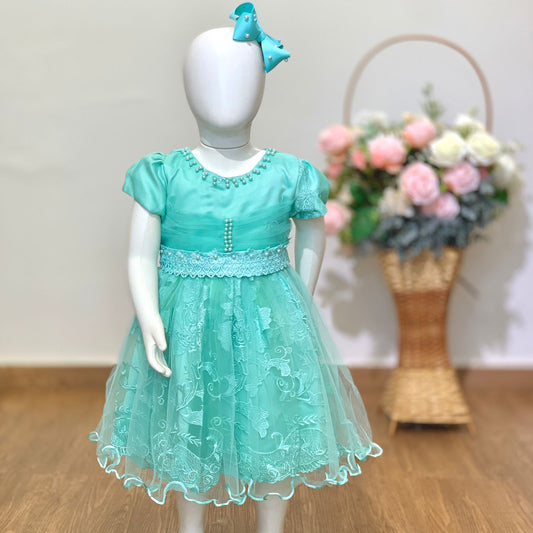 Vestido Verde Agua, detalles de perlitas✨💚1244